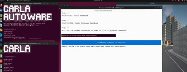 Loading Autoware Docker and CARLA simulator for testing.